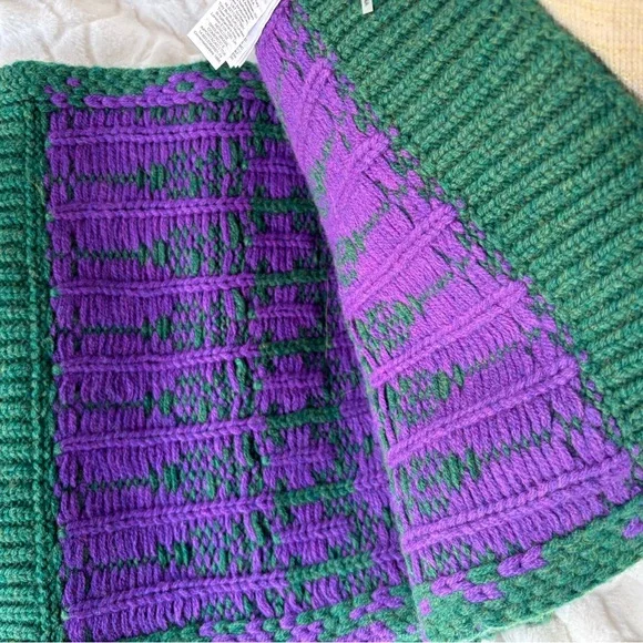 Tory Burch Merino Fair Isle Collection Scarf, Mittens & Hat Dark Ceramic Green - Picture 13 of 16